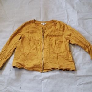 Mustard yellow gold denim zip up light jacket